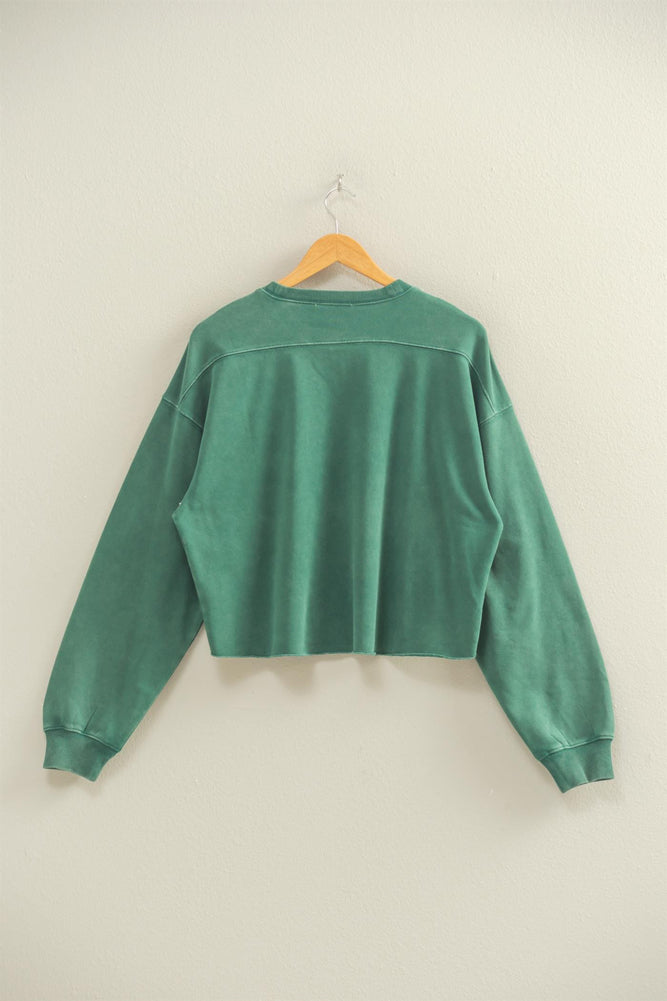 Cropped Sweatshirt in Dark Green