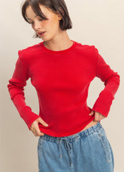 Mineral Washed Waffle LS in Red by Hyfve