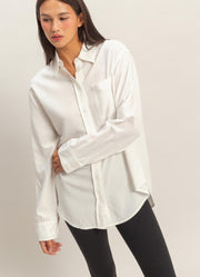 Linen Blend Button Up Shirt in White by Hyfve