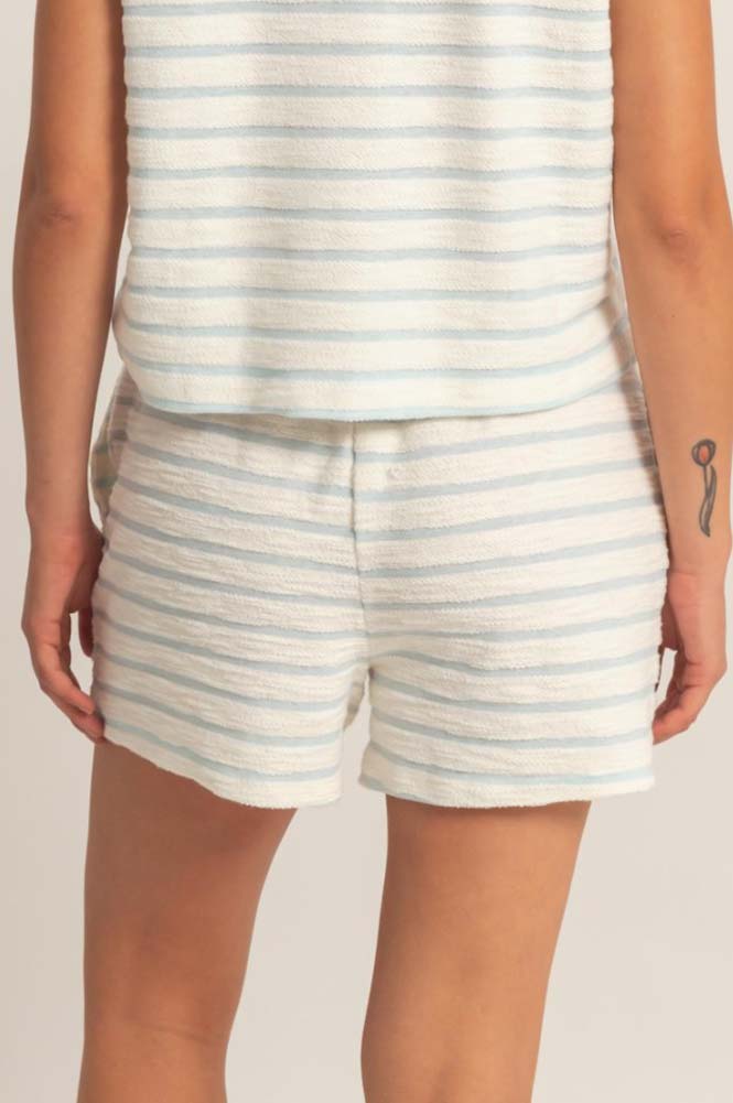 Striped Drawstring Shorts in Baby Blue by Hyfve