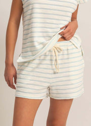 Striped Drawstring Shorts in Baby Blue by Hyfve