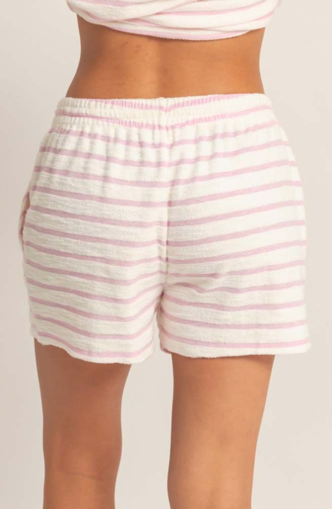 Striped Drawstring Shorts in Pink by Hyfve