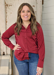 Satin Button Down in Burgundy by Hyfve