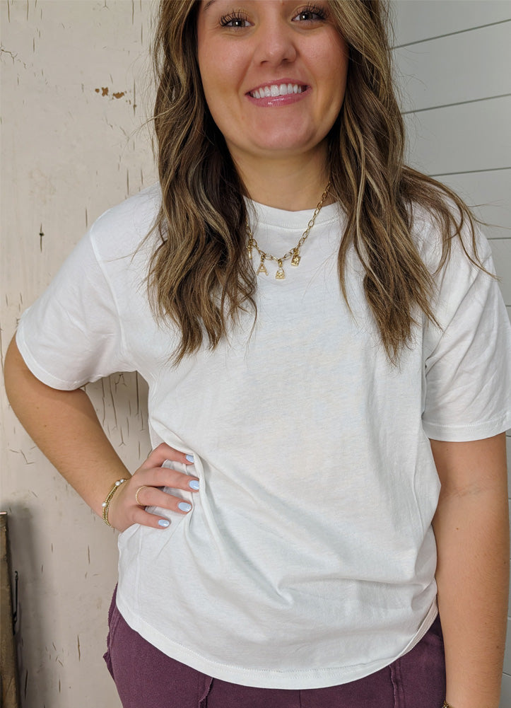 Crew Neck Pigment Dye Tee in White by Hyfve