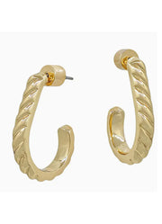 Gold Wave Textured Teardrop Earrings by Whats Hot