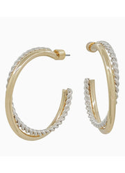 Braided Silver & Gold Hoop Twist Earrings by Whats Hot