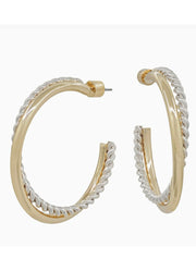 Braided Gold & Silver Hoop Twist Earrings by Whats Hot