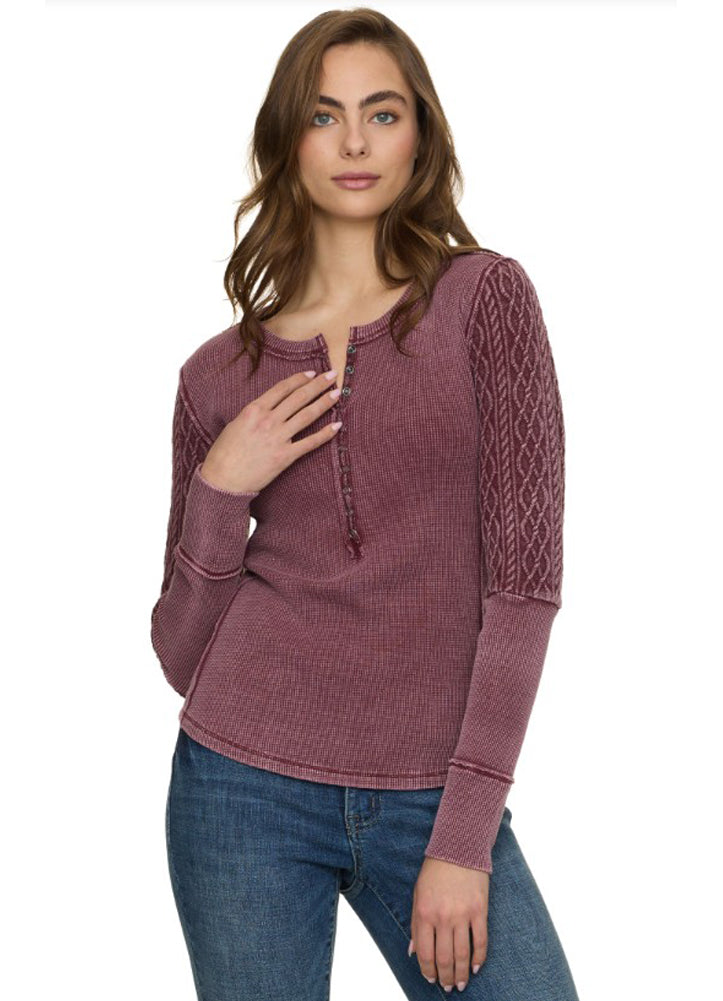 Hattieville Mixed Henley in Burgundy by Flag and Anthem