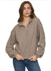 Bradner 1/4 Zip Quilted Pullover in Taupe by Flag and Anthem