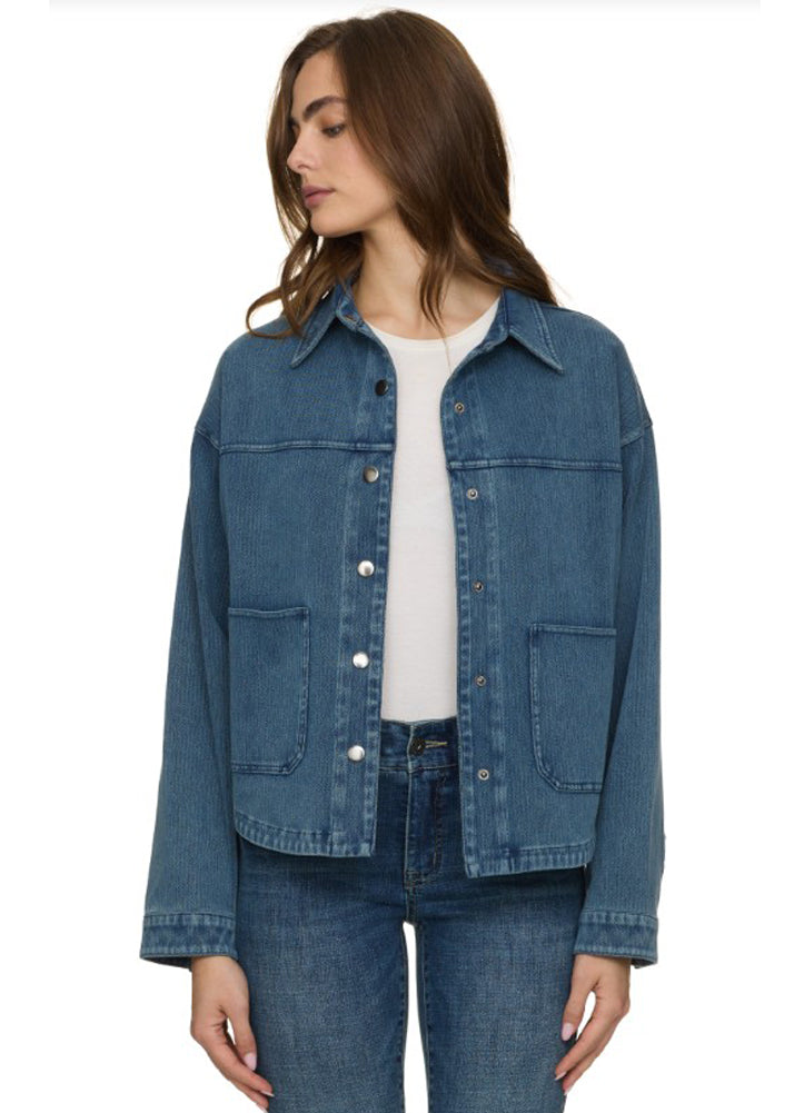 Roslyn Denim Shirt Jacket in Indigo by Flag and Anthem