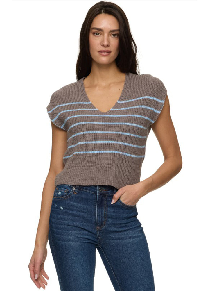 Valencia Stripe Swea Grey/blue by Flag & Anthem