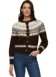 Alma Fair Isle Cardigan in Brown/Blue by Flag and Anthem