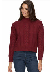 Opal Cable Turtleneck Sweater in Burgundy by Flag and Anthem