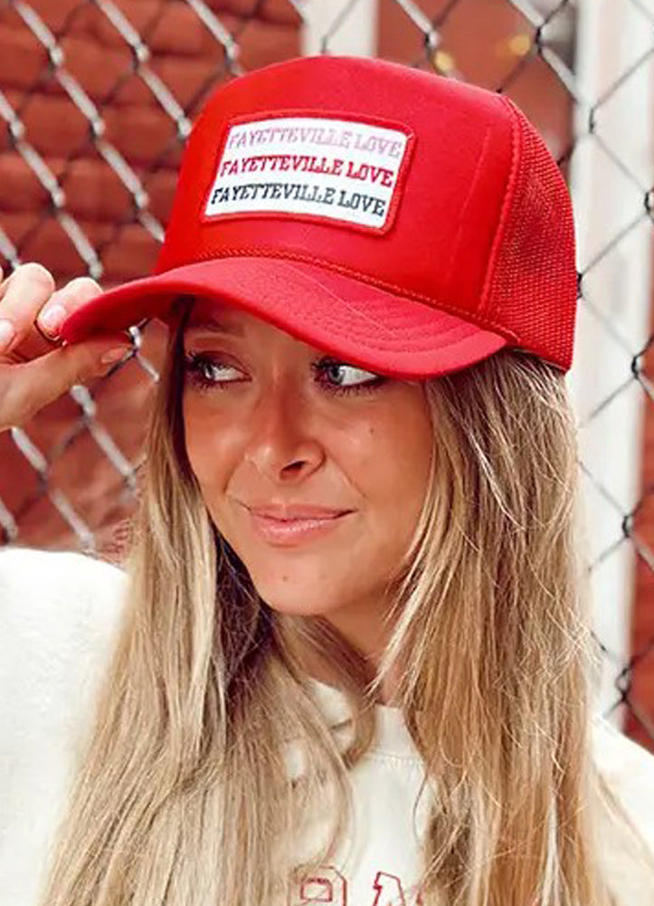 Fayetteville Love Trucker Hat Red by Social Statement