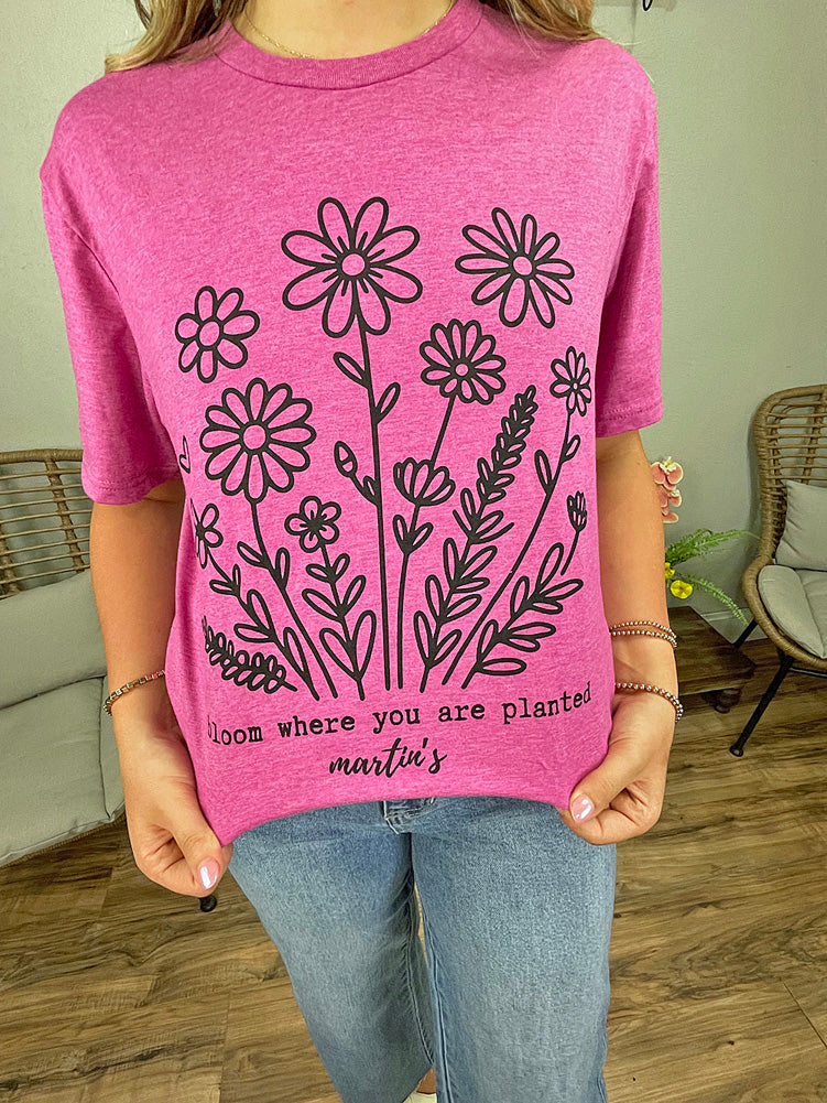 Flower Tee in Heather Berry by Inked Threads
