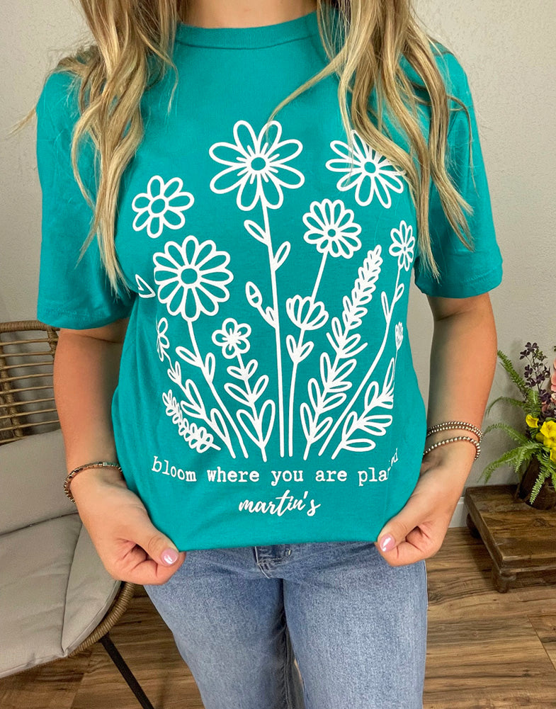 Flower Tee in Jade Dome by Inked Threads