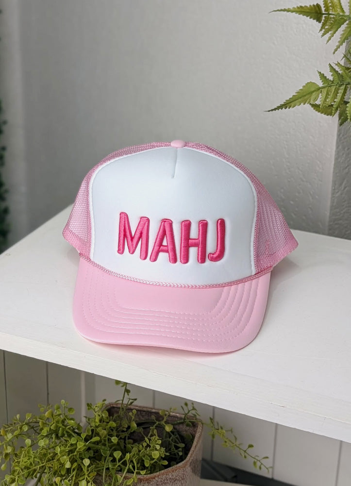 Mahj Foam Trucker Hat Pink/White by Wildwood Landing
