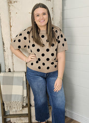 SS Polka Dot Sweater in Taupe by Jodifl