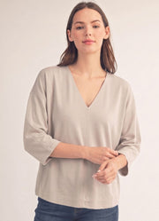 V-Neck Drop Sleeve Top by Jodifl