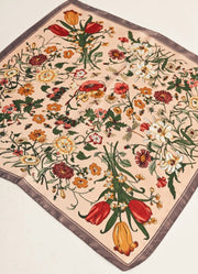 Floral Print Silk Scarf in Hunter Green by Jodifl