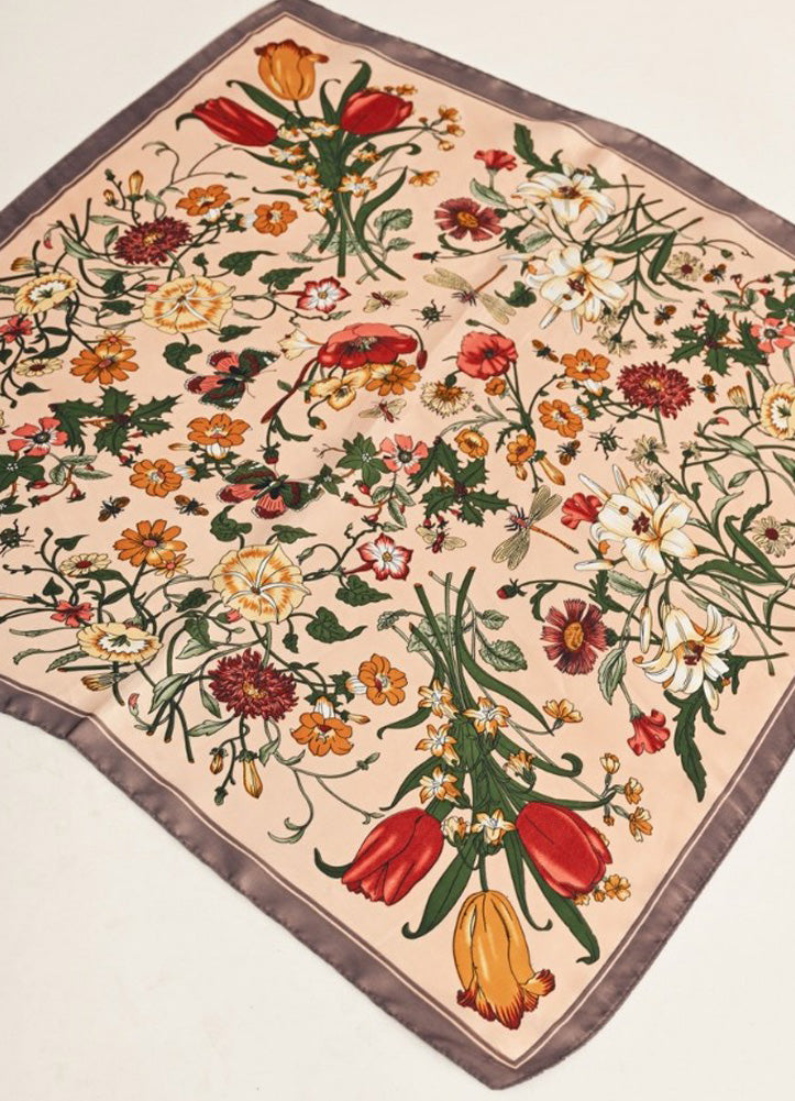 Floral Print Silk Scarf in Hunter Green by Jodifl