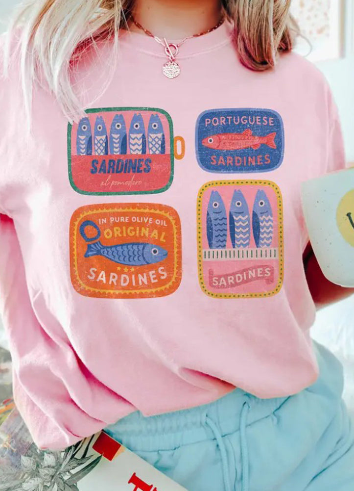 Tinned Sardines Collage Oversized Tee in Pink by Good Day Street