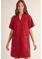 Short Sleeve Casual Shift Dress in Red by Jodifl