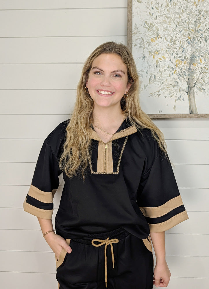 1/2 Zip 3/4 Quarter Sleeve by Jodifl