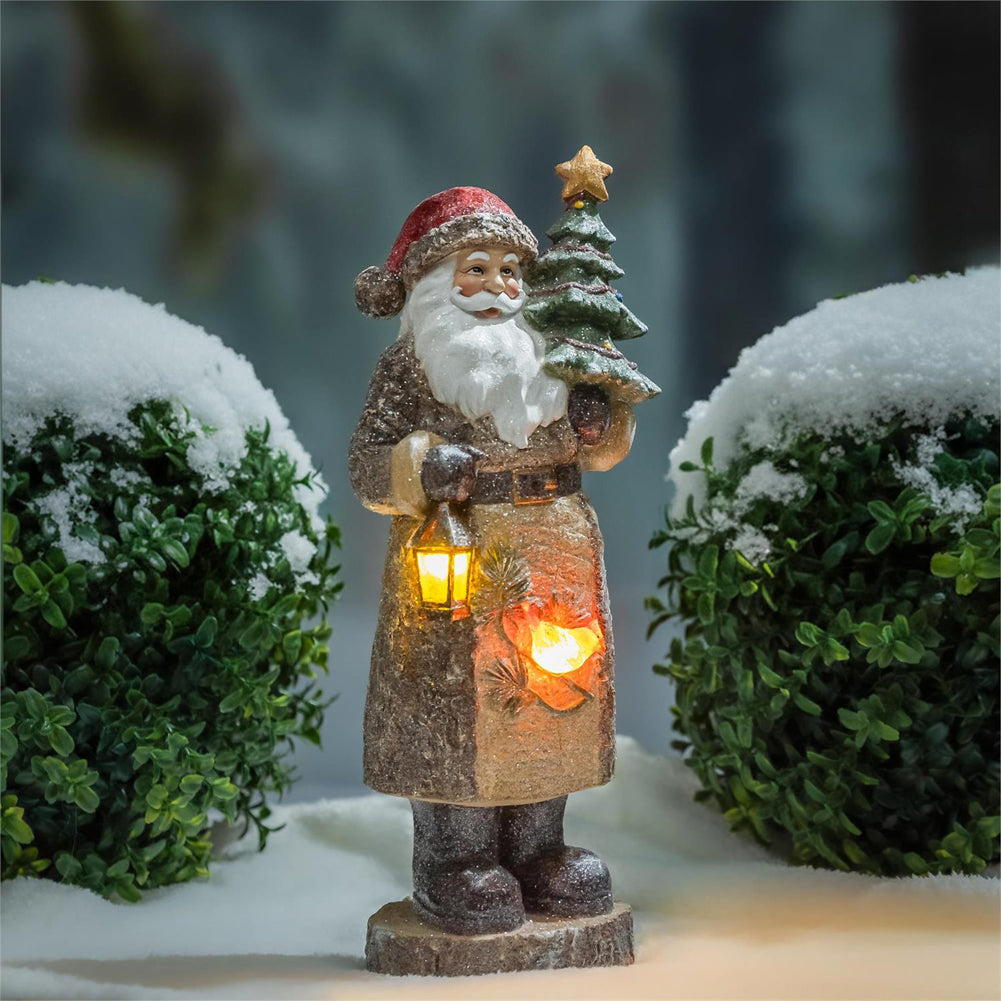 LED Forest Santa Claus Resin Statuary Winter Grove by Evergreen Enterprises