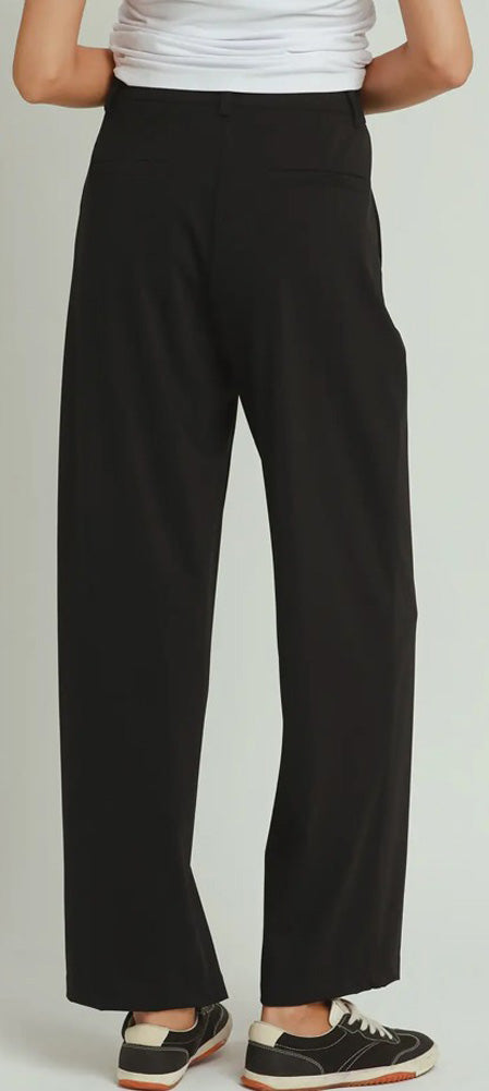Pull On Business Casual Straight Pants in Black by Umgee