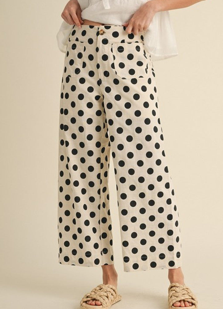 Plus Polka Dot Wide Leg Pants in Black by Jodifl