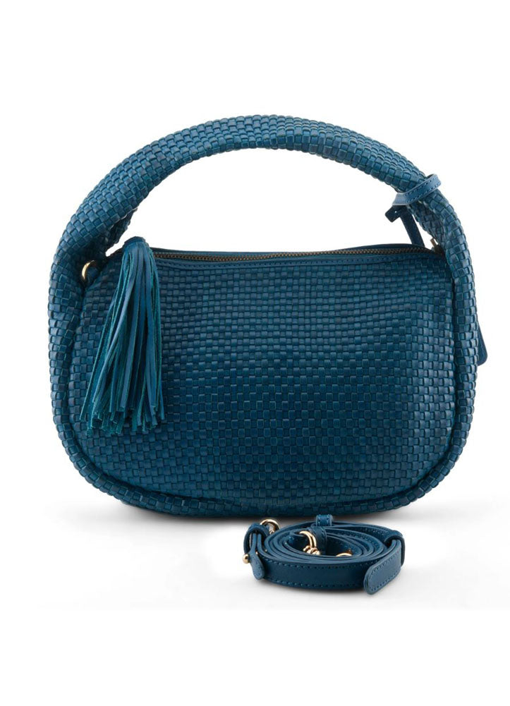 Woven Handbag in Blue by L Artiste