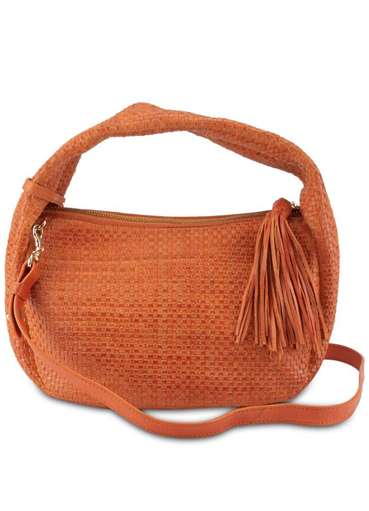 Woven Handbag in Orange by L Artiste