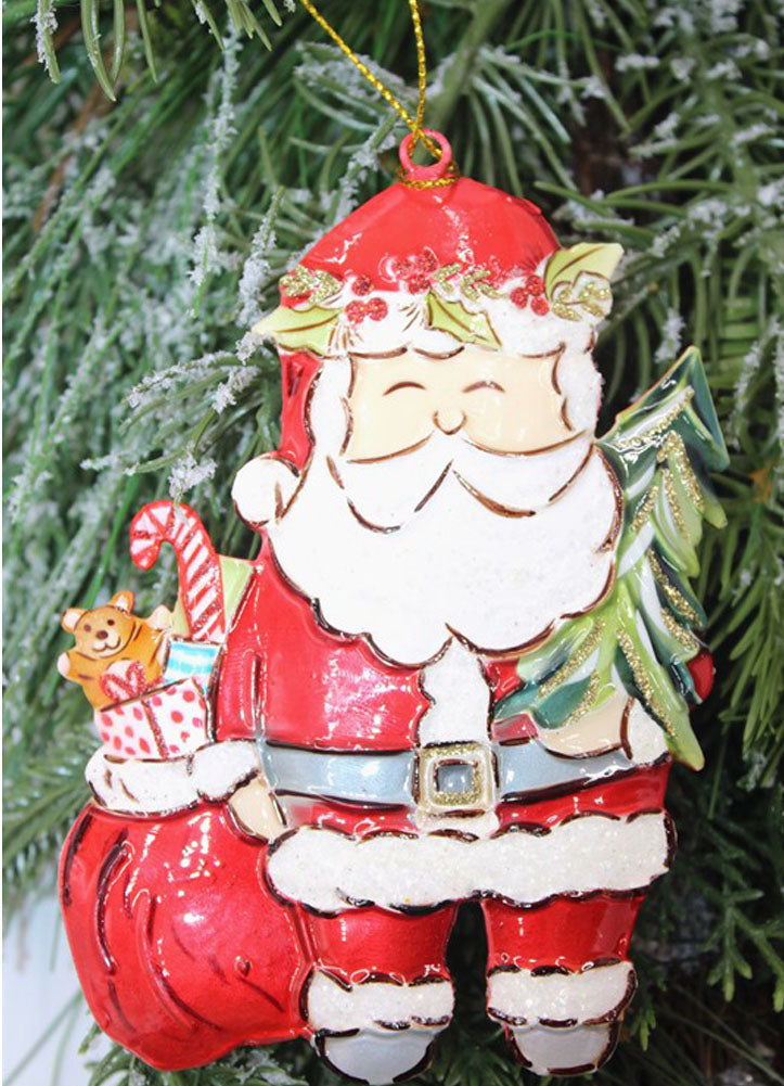 Handpainted Molded Metal Santa Ornament by Trade Cie