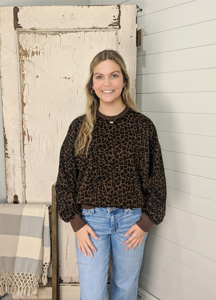 Leopard Print Sweater in Brown by Hyfve