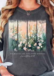 His Mercies Tee in Charcoal by Eleven Fashion