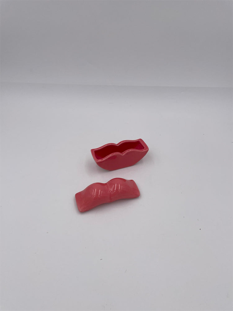 Stoneware Lip Shaped Box Pink by Hazel Mazel