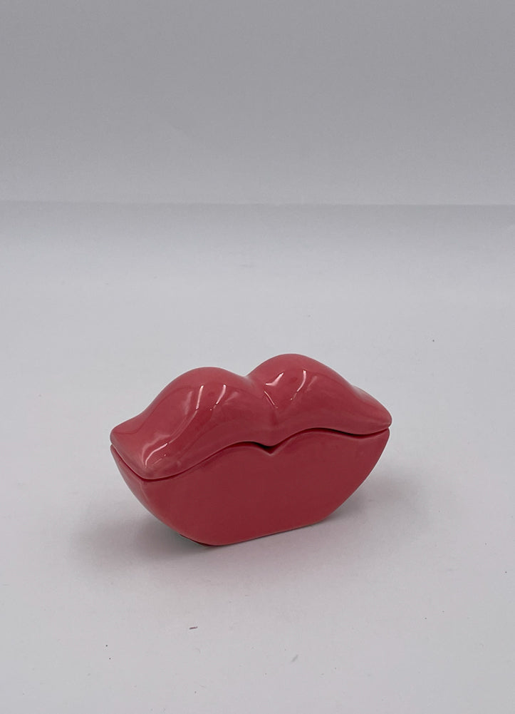 Stoneware Lip Shaped Box Pink by Hazel Mazel