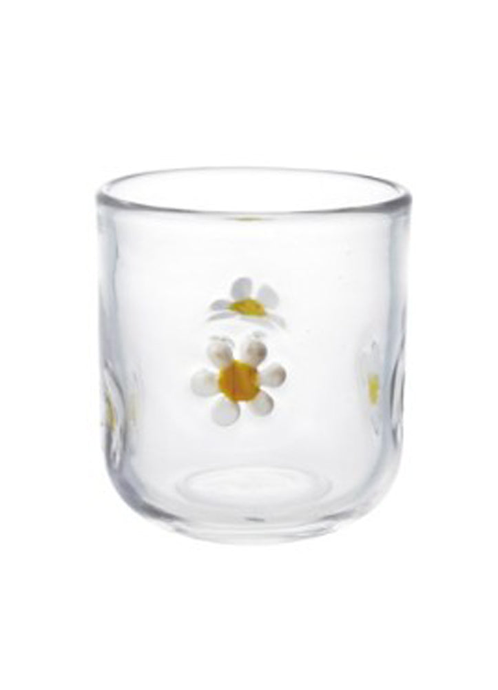 Drinking Glass with Embedded Daisies by Hazel Mazel