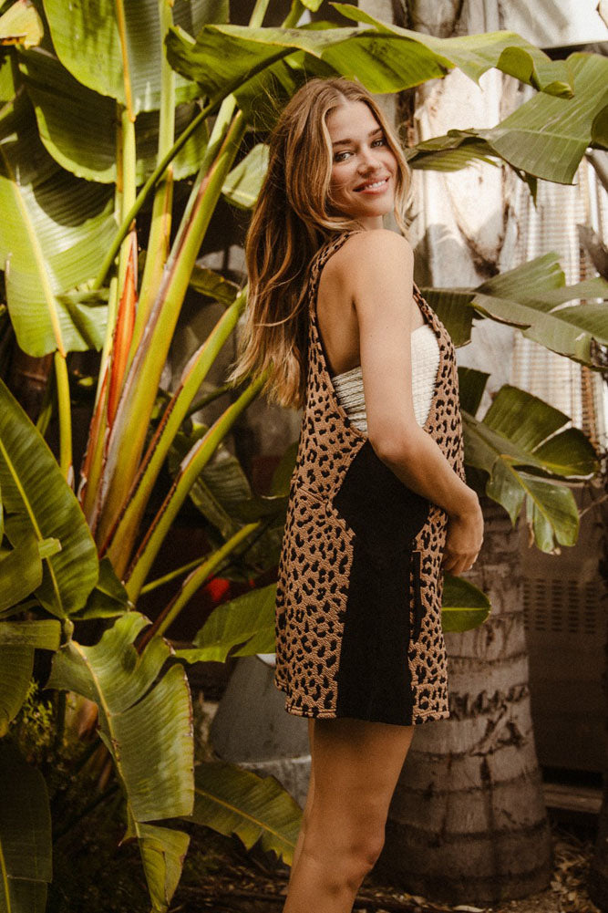 Leopard Knit Romper in Camel by BiBi