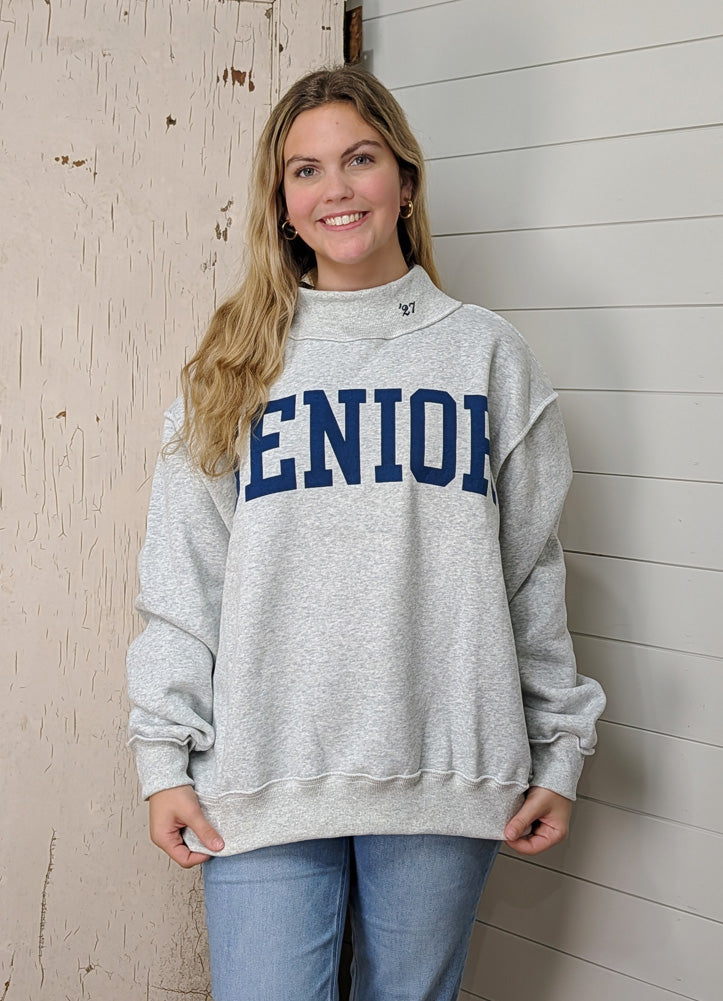 Senior Reversible Mock Neck Sweatshirt in Heather Grey by Bucketlist