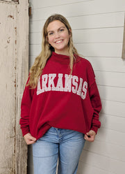 Arkansas Embroidered Applique Sweatshirt in Crimson by Bucketlist
