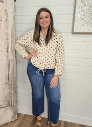 Polka Dot Zip Front Jacket in Ecru by Entro