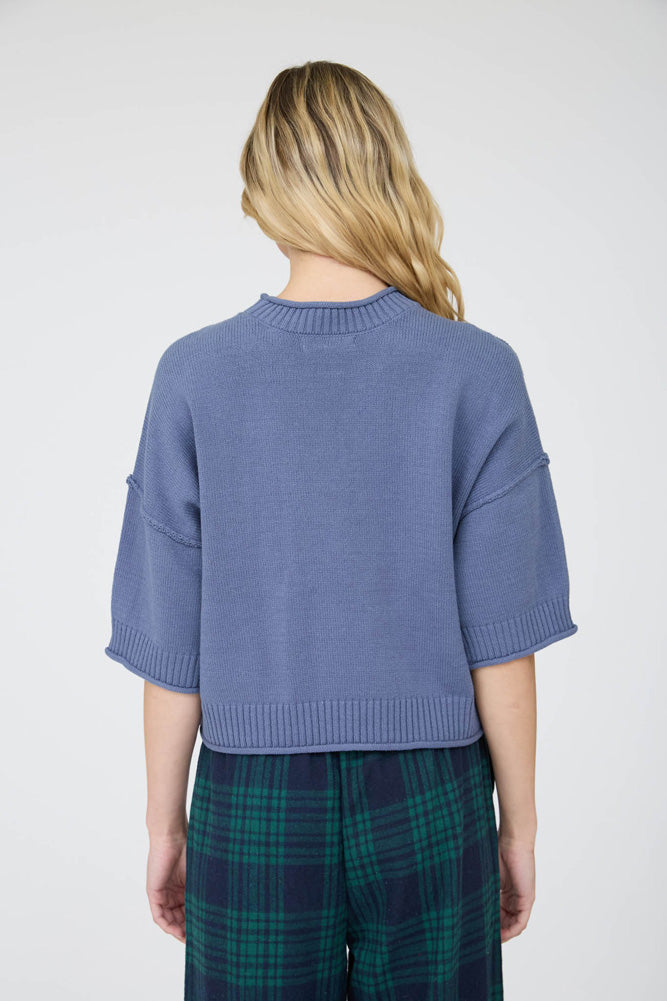 Exposed Seam DS SS Pullover in Denim by Blu Pepper