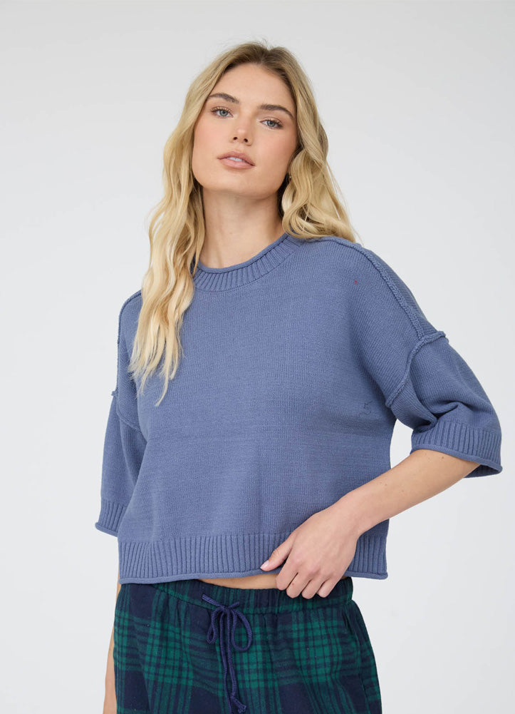 Exposed Seam DS SS Pullover in Denim by Blu Pepper