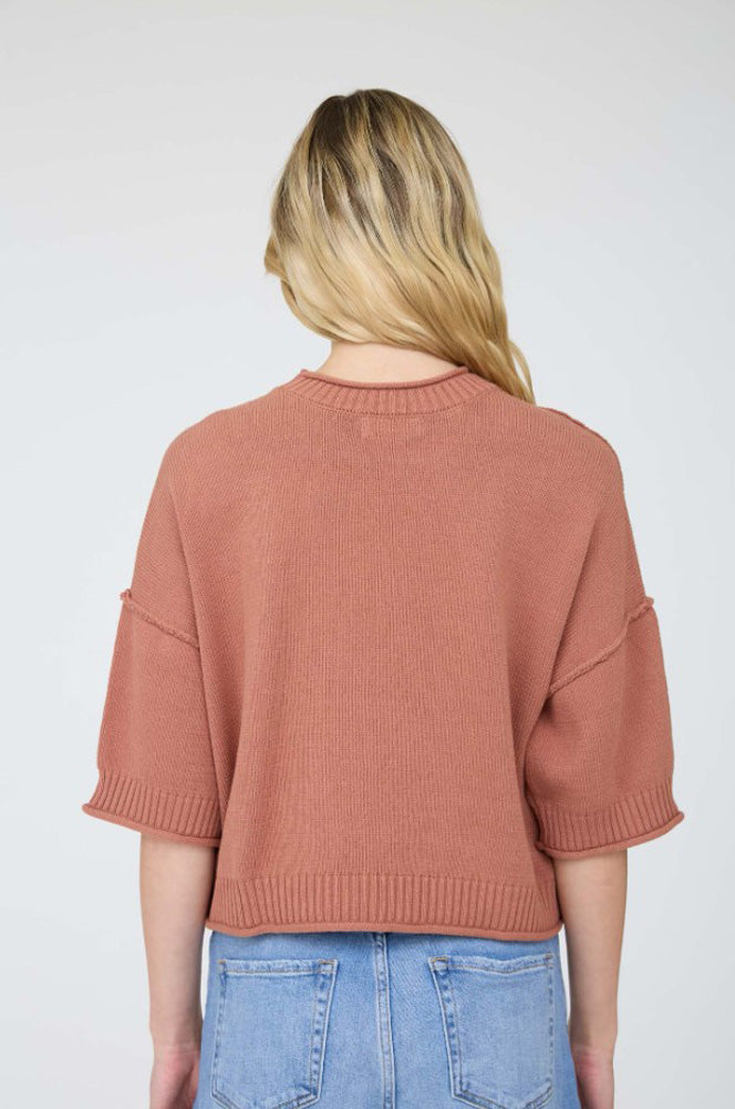Exposed Seam Drop Shoulder SS Pullover in Sienna by Blu Pepper