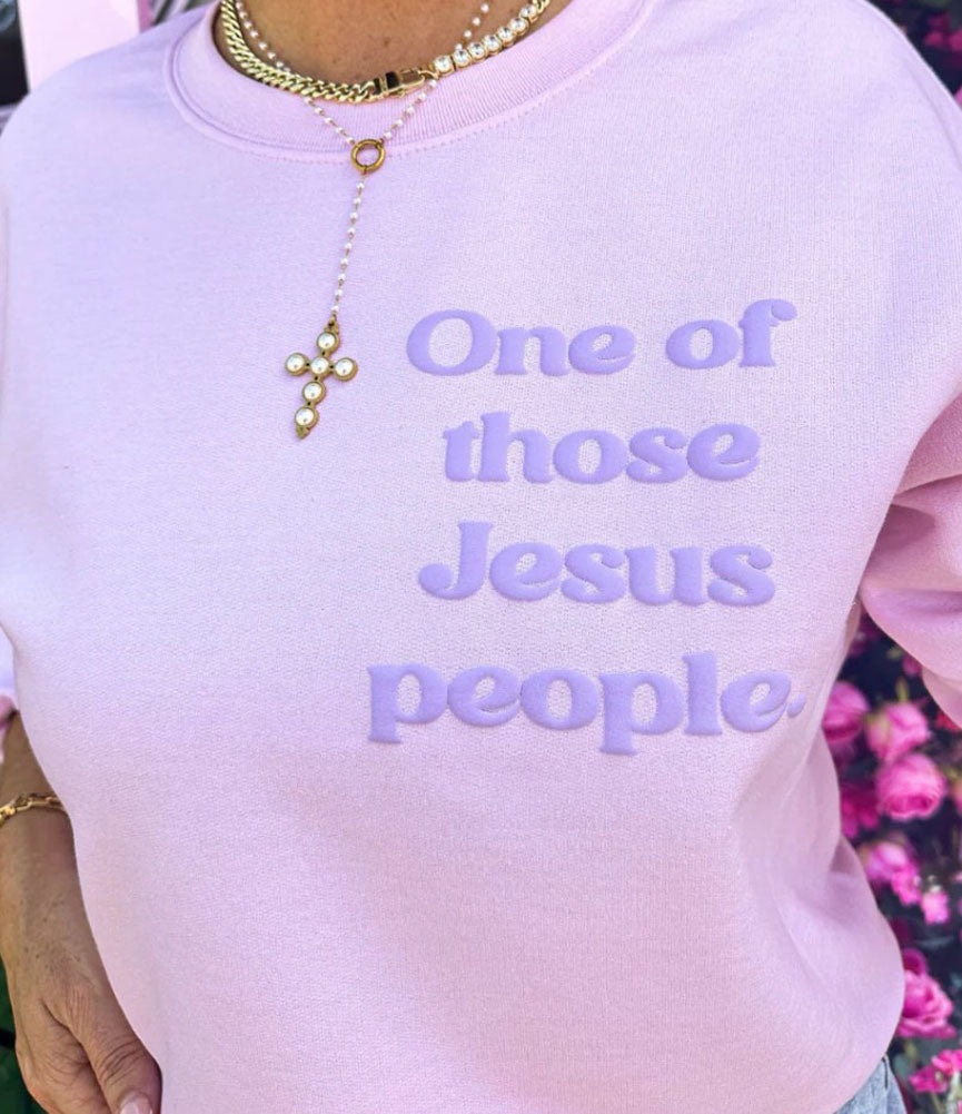 One of Those Jesus People Sweatshirt in Pink by Al + Gray