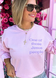 One of Those Jesus People Sweatshirt in Pink by Al + Gray