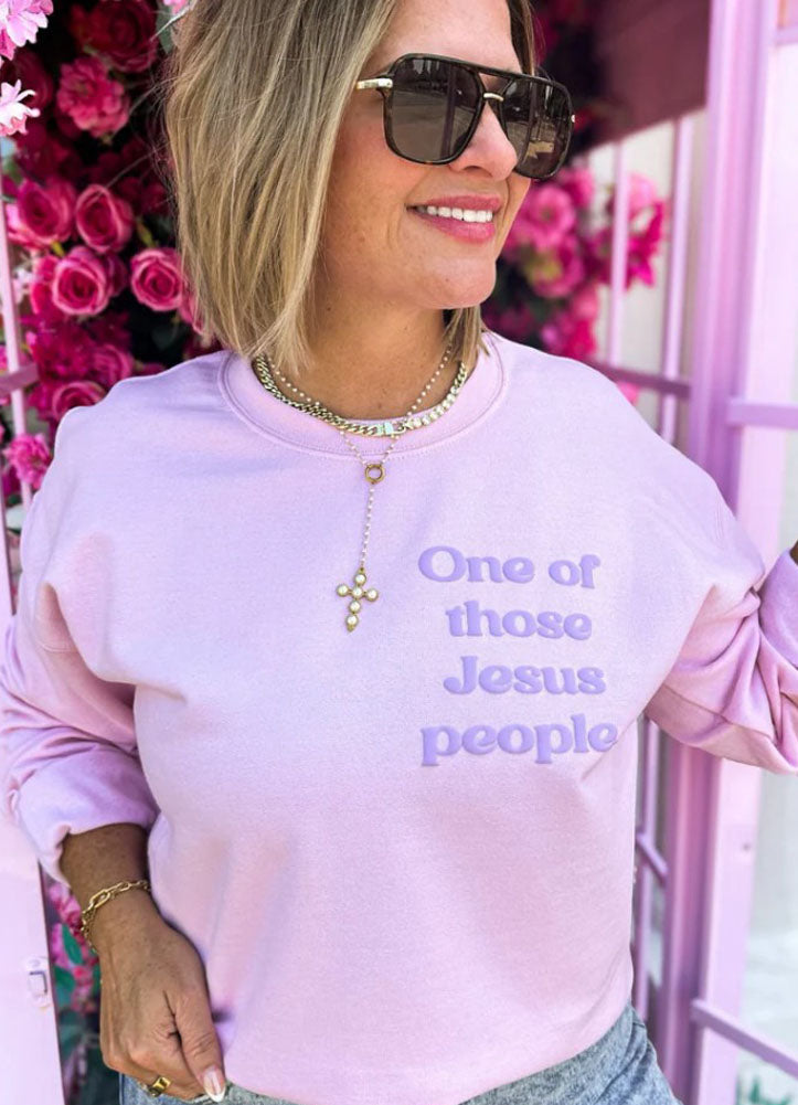 One of Those Jesus People Sweatshirt in Pink by Al + Gray