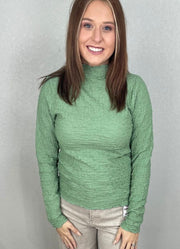 Textured Crinkle Knit LS in Sage by Umgee